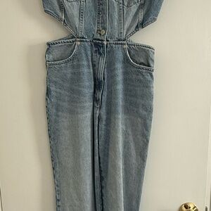 Zara Women's Blue Denim Jean Denim Jumpsuit Size Small
